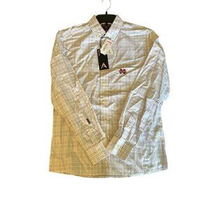 Antigua Mens Mississippi State University Plaid Button-Down Long Sleeve Shirt S